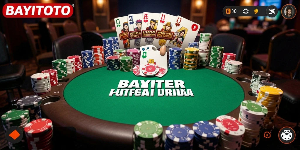 Tangkapan layar utama BAYITOTO menampilkan gameplay Poker yang seru dan interaktif.