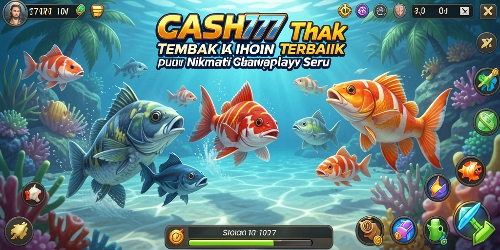 Tangkapan layar utama CASH777 menunjukkan aksi seru tembak ikan.