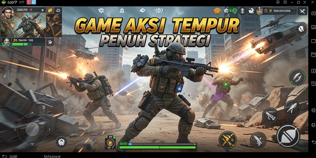 Tampilan aksi mendebarkan dalam gameplay GOD77 sebagai game TPS.