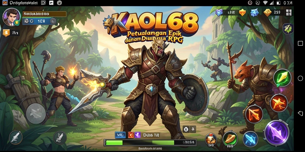 Screenshot KAOL68 menampilkan aksi pertarungan yang intens dalam dunia RPG fantastis.