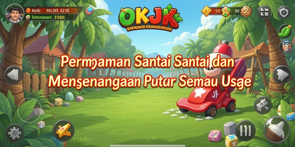 Screenshot gameplay OKJK menampilkan karakter lucu dan lingkungan permainan yang ceria.