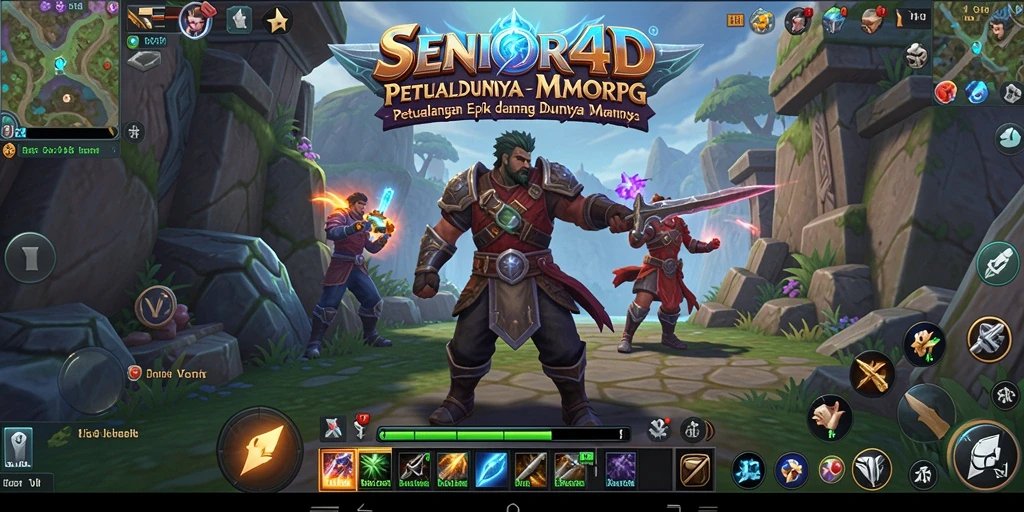 Tampilan gameplay epik dari SENIOR4D dalam dunia MMORPG.
